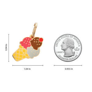 Ice cream dog id tag size comparision