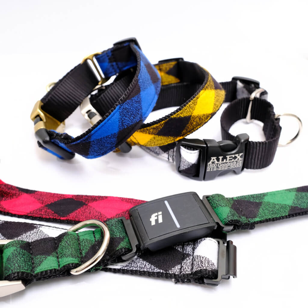 buffalo plaid flannel Fi 3 martingale dog collars