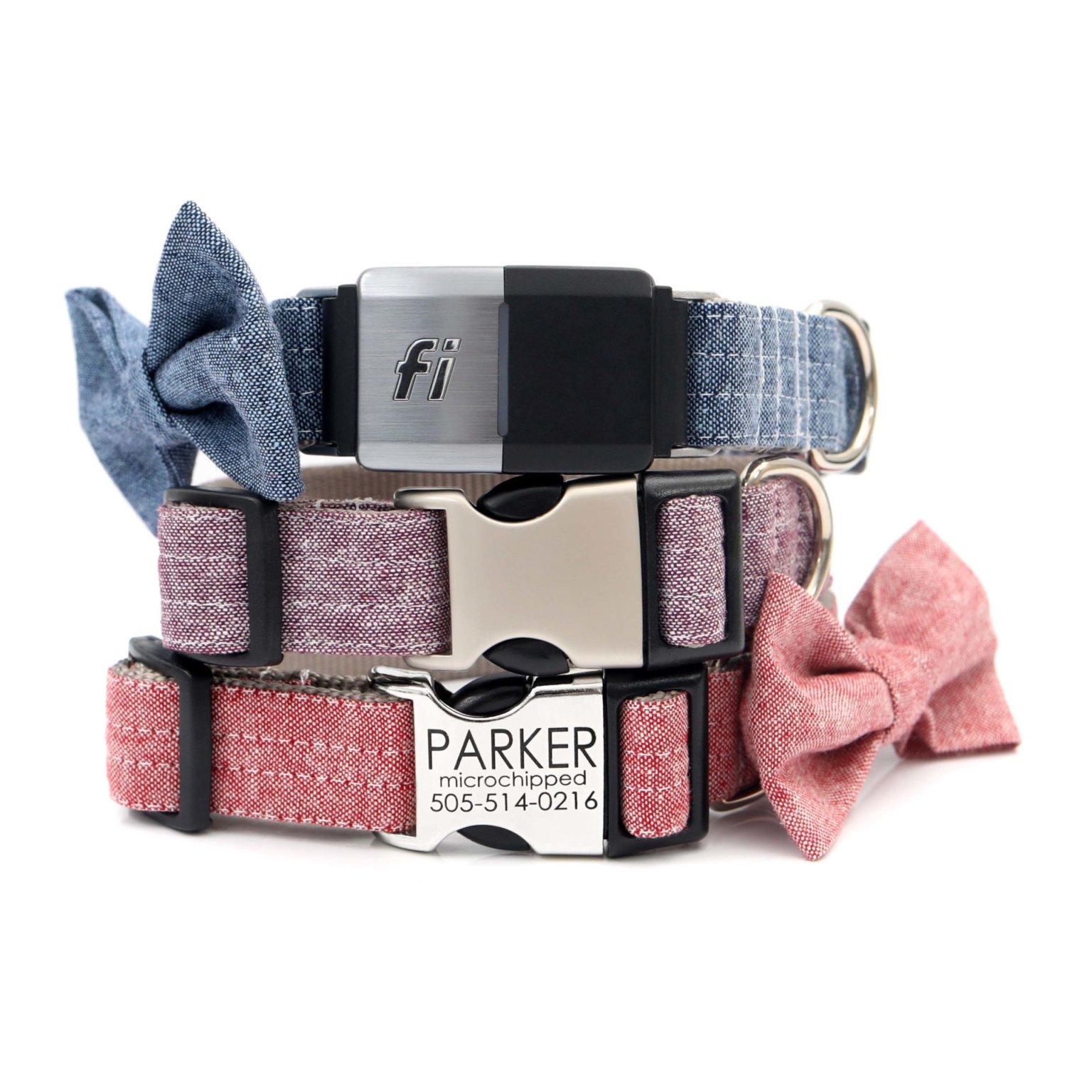 Linen Fi Compatible Dog Collar with Optional Personalized Buckle