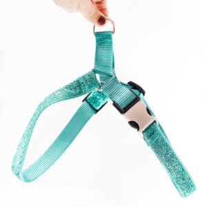 teal glitter dog harness mermaid