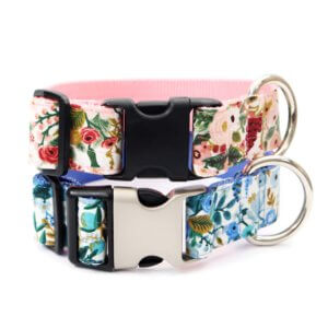 1.5 petite rose print collar large dog blue pink stack