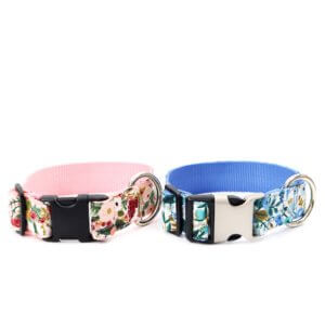1.5 petite rose print collar large dog blue pink