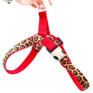 velvet leopard dog harness red easy on