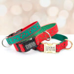 Holiday Dog Collar - Eve Lace Ribbon (Red and Green)