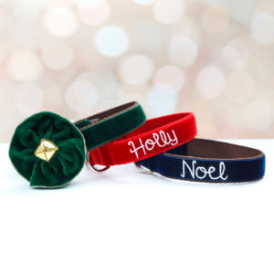 embroidered velvet dog collars christmas / holiday