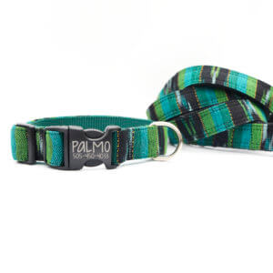 green Guatemalan dog collar palmo engraved