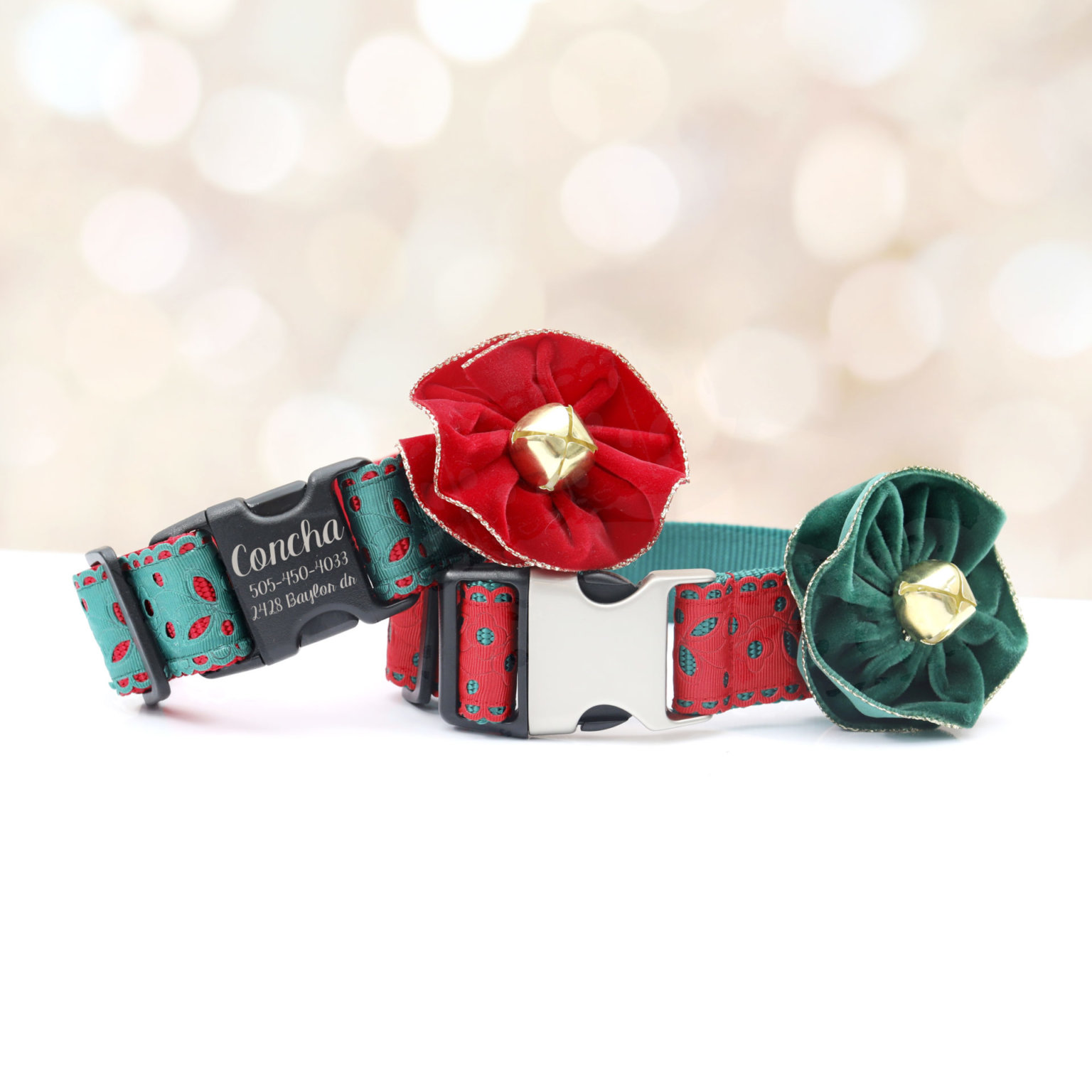 Eve Lace Holiday Dog Collar 1.5 Inch Wide for Large Dogs + Greyhounds