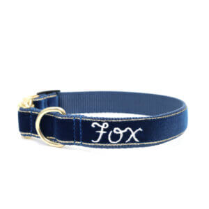 gold edged navy velvet jubilee embroidered fox collar