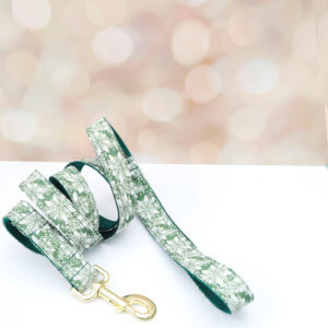 snowflake holiday dog leash Stormi -green canvas