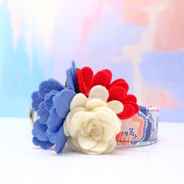 Lana Corsage Dog Collar Flower - Red