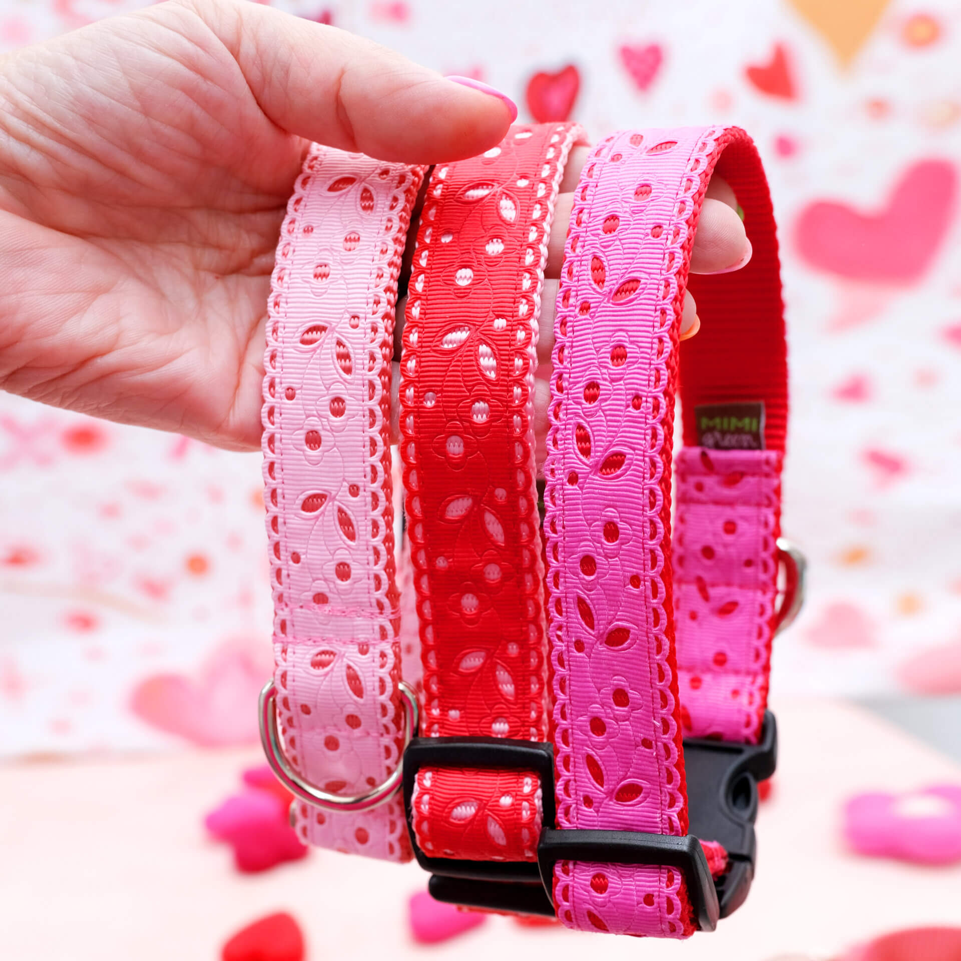 eve lace valentine dog collars red pink