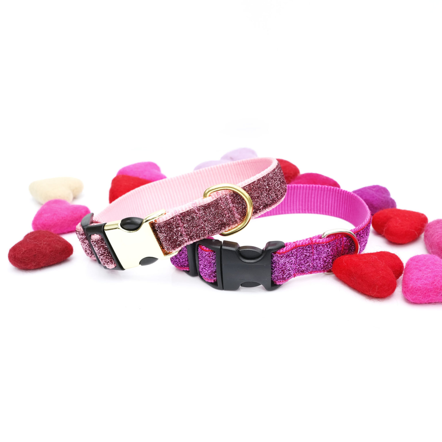 Valentine’s Day Dog Collar — Mermaid Glitter (Pink & Purple)