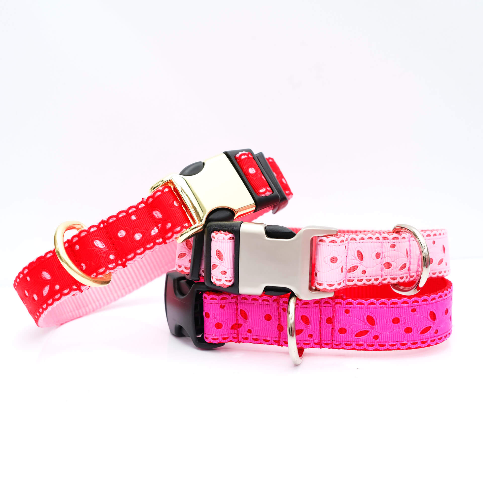 Valentine s Day Dog Collar Eve Lace in Pink and Red