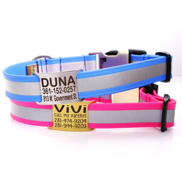 nameplate biothane reflective dog collar lightweight