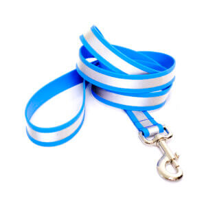 reflective lightweight biothane dog leash blue