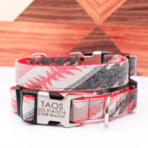 taos boho dog collar engraved id