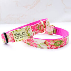 Audrey engraved floral dog collar girls
