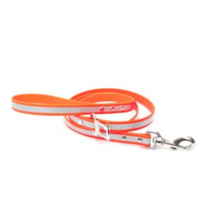 orange reflective seatbelt leash biothane waterproof