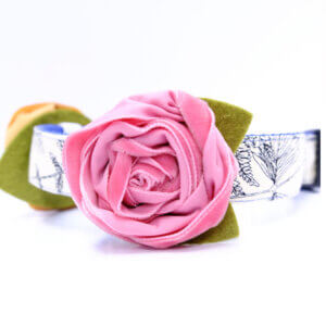 primrose pink rose velvet dog collar flower