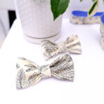 'Botanica' Leaf Print Natural Canvas Dog Collar Bow Tie