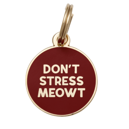 DontStressMeowt Cat ID tag Two Tails