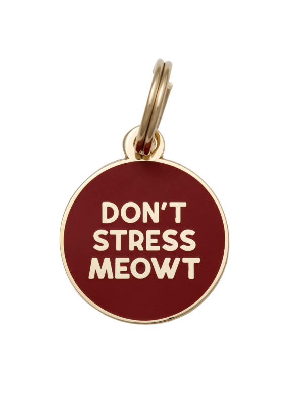 DontStressMeowt Cat ID tag Two Tails