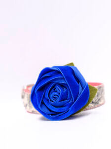 archie blue velvet dog collar rose wedding engagement