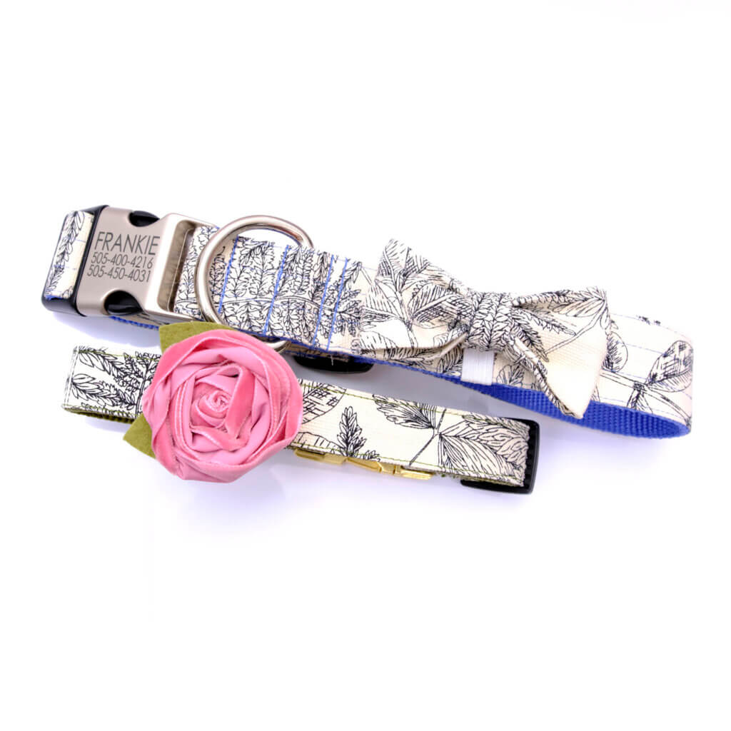 big dog collar bowtie botanical canvas