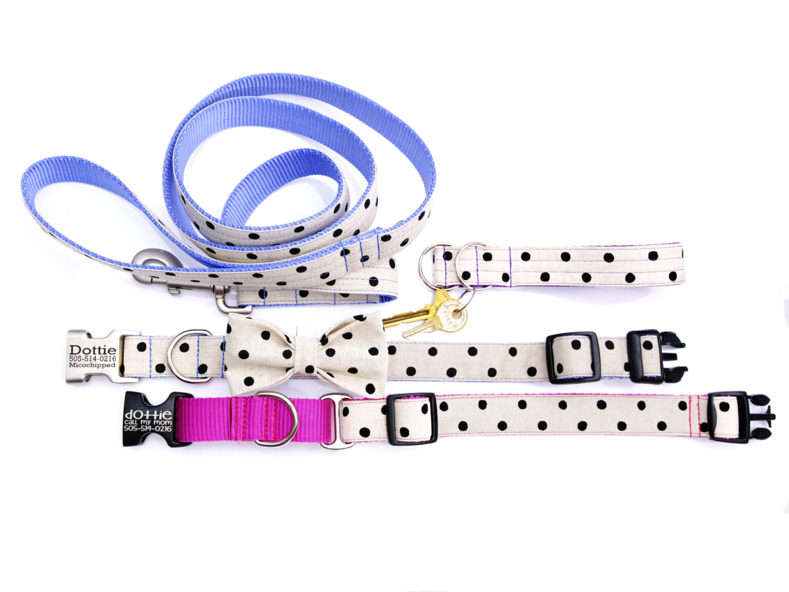 Dottie Polka Dot Canvas Personalized Martingale Dog Collar