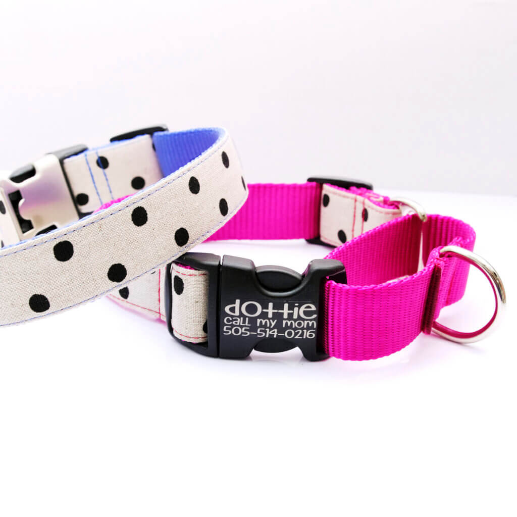 Dottie Polka Dot Canvas Personalized Martingale Dog Collar
