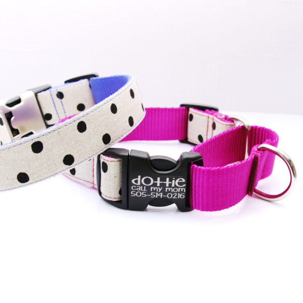 polka dot martingale dog collar engraved