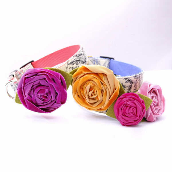 vintage velvet dog collar flowers velvet