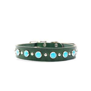billy 1_ leather turquoise studded belt buckle collar