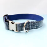 1.5 Inch Wide Personalized Blue and White Laminated Dog Collar 'Capri'