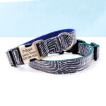 Navy and White Laminated Cotton Dog Collar 'Capri'