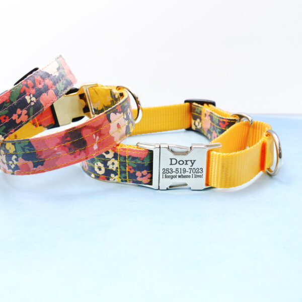 martingale dog collar Meadow floral laminate
