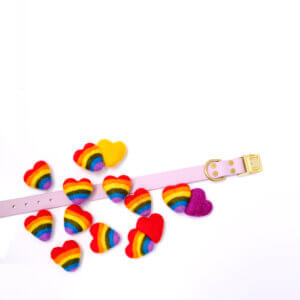 rainbow hearts for dog collar