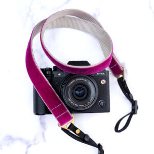 purple velvet camera strap Olive