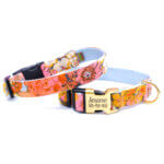'Autumn' Floral Flannel Dog Collar with Engraved Buckle