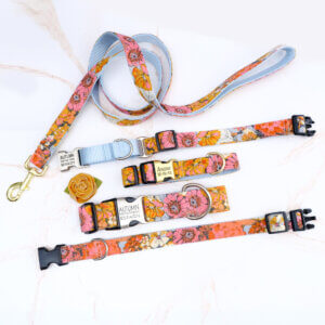 engraved dog collars floral flannel autumn
