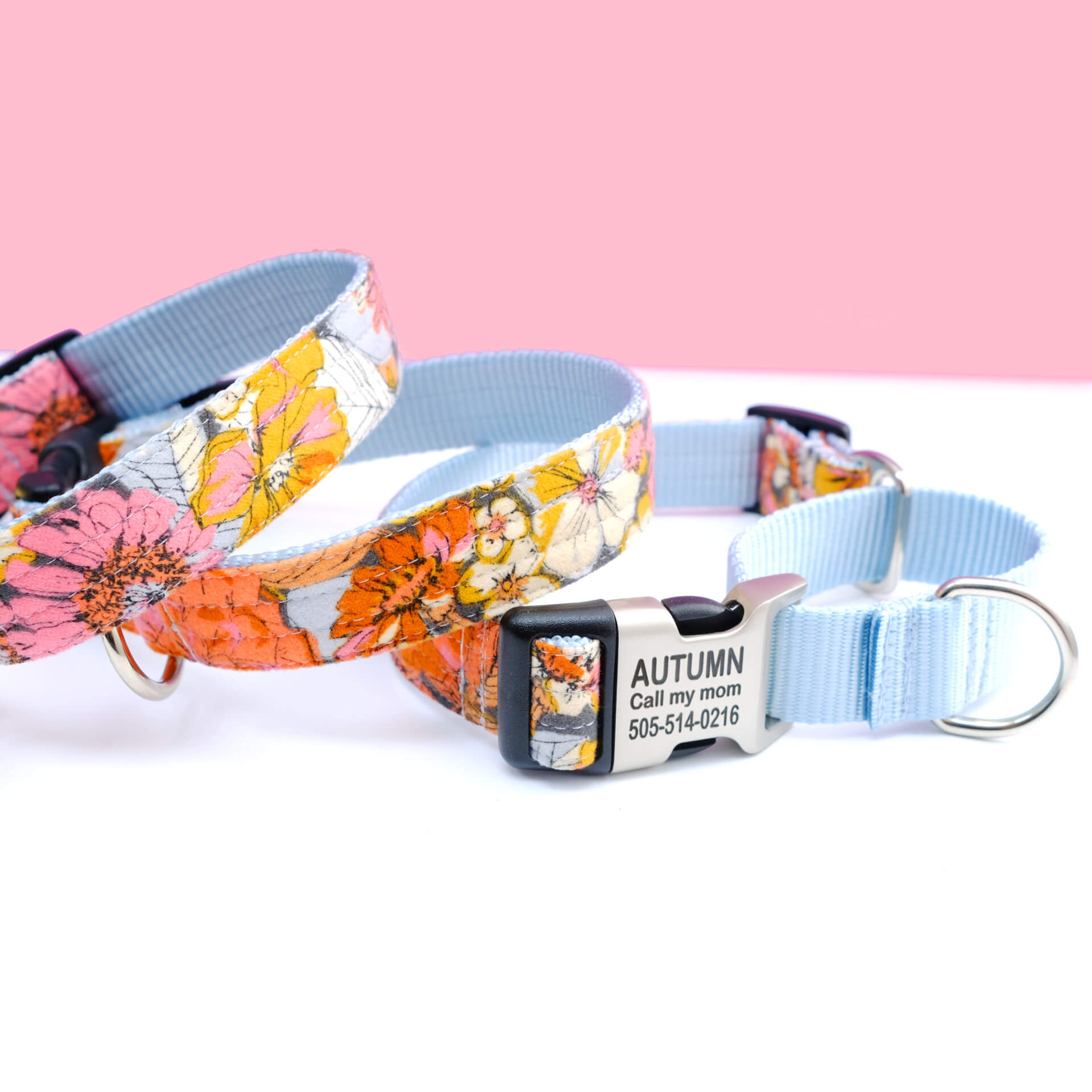 Autumn' Floral Flannel - Personalized Martingale Dog Collar