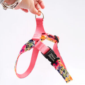 flannel dog harness floral maizie
