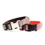 Fall Herringbone Dog Collars - Red & Brown