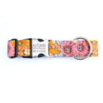 'Autumn' Floral Flannel Dog Collar - 1.5 Inch Wide Personalized for Large Dogs + Greyhounds