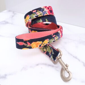 Maizie floral flannel dog leash made in the usa