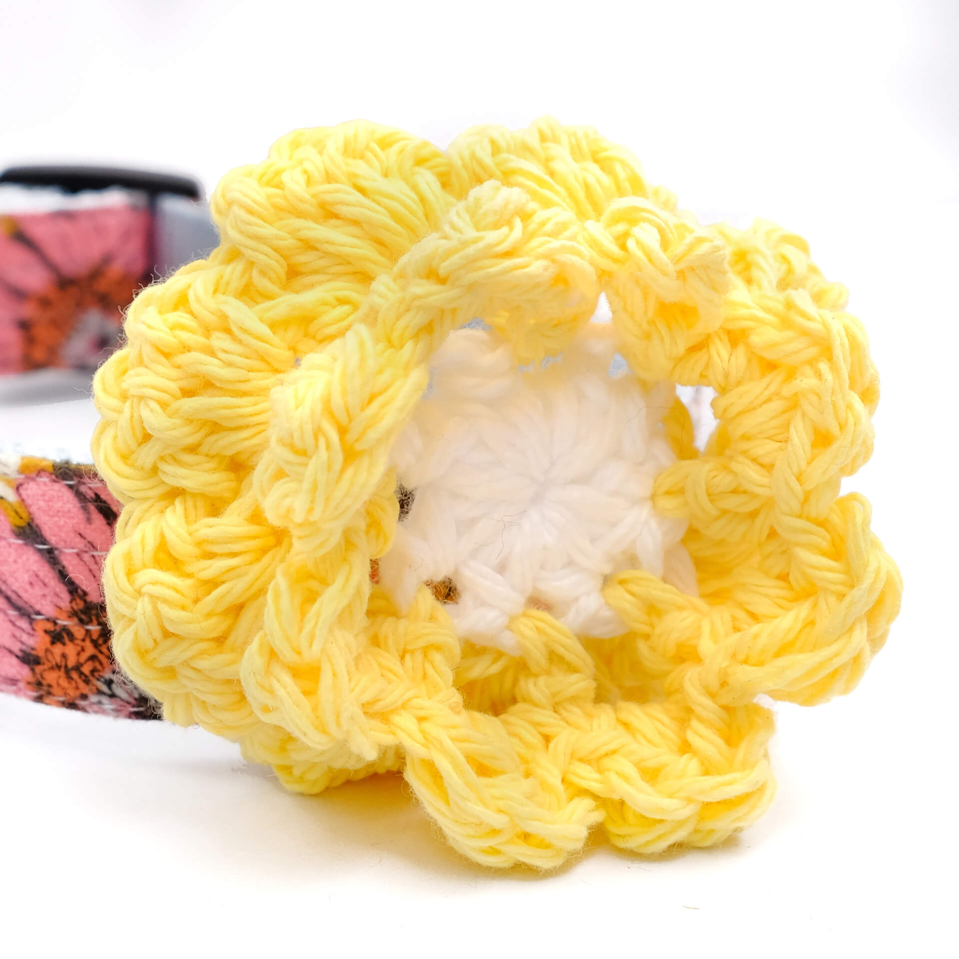 yellow lemon crochet dog collar flower yellow