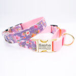 'Junie' Purple Floral Laminated Cotton - Personalized Martingale Dog Collar