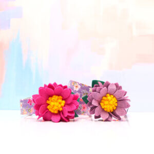 purple dog collar with flowers lotus