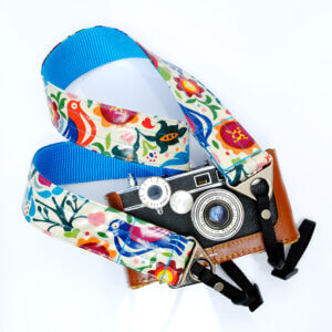 Frida camera strap mexican print