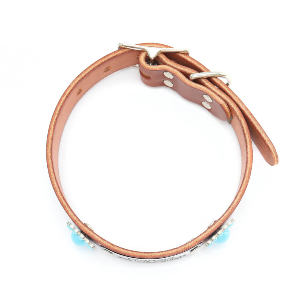 leather belt buckle w beaded concho